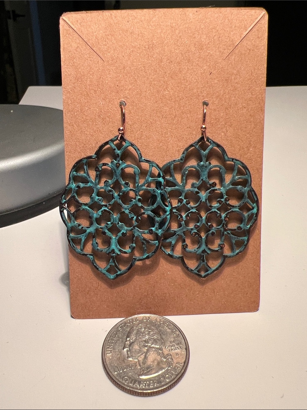 Turquoise Filigree Drop Earrings - Unbranded